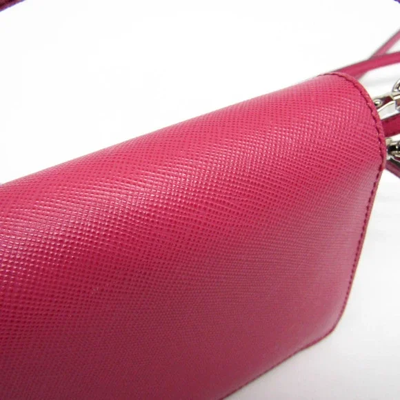 PRADA Pink Leather Saffiano Shoulder Bag